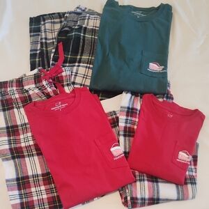 Vineyard Vines Plaid Pajama Set with Red and Green Tops